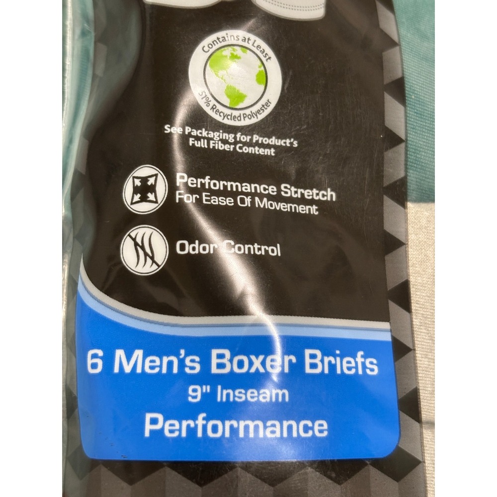 Athletic Works Mens Performance Boxer Briefs 6 Pack XL 40-42 9 Inch Inseam Multi - Picture 4 of 5